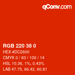 カラーコード: RGB 220 38 0 | qconv.com