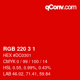 Color code: RGB 220 3 1 | qconv.com