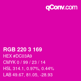 Color code: RGB 220 3 169 | qconv.com