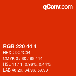 Color code: RGB 220 44 4 | qconv.com