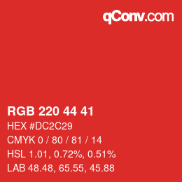 カラーコード: RGB 220 44 41 | qconv.com