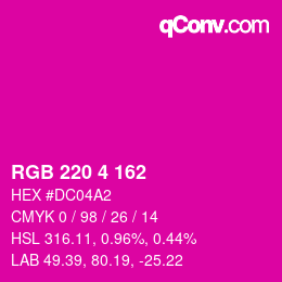 Color code: RGB 220 4 162 | qconv.com