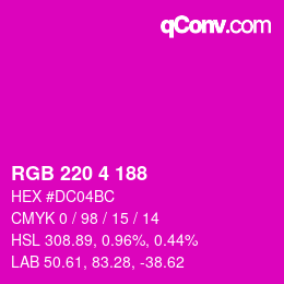 颜色代码: RGB 220 4 188 | qconv.com
