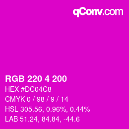 カラーコード: RGB 220 4 200 | qconv.com