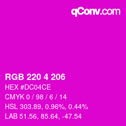 颜色代码: RGB 220 4 206 | qconv.com