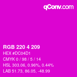 Color code: RGB 220 4 209 | qconv.com