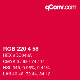 颜色代码: RGB 220 4 58 | qconv.com