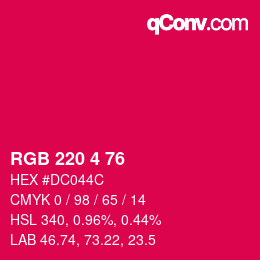 颜色代码: RGB 220 4 76 | qconv.com