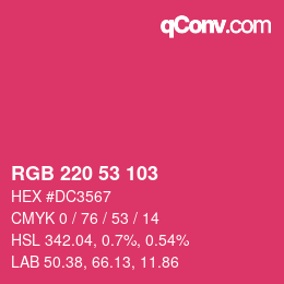 カラーコード: RGB 220 53 103 | qconv.com
