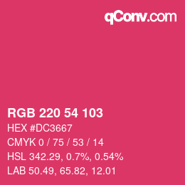 カラーコード: RGB 220 54 103 | qconv.com