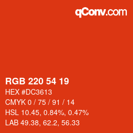 Color code: RGB 220 54 19 | qconv.com