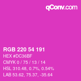Color code: RGB 220 54 191 | qconv.com