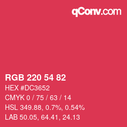 Color code: RGB 220 54 82 | qconv.com