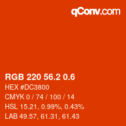 カラーコード: RGB 220 56.2 0.6 | qconv.com