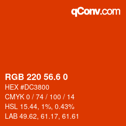 カラーコード: RGB 220 56.6 0 | qconv.com