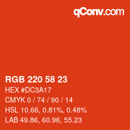 カラーコード: RGB 220 58 23 | qconv.com