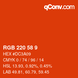 カラーコード: RGB 220 58 9 | qconv.com