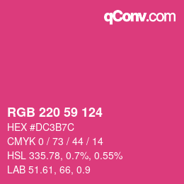 カラーコード: RGB 220 59 124 | qconv.com
