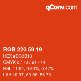 Color code: RGB 220 59 19 | qconv.com