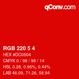 Color code: RGB 220 5 4 | qconv.com