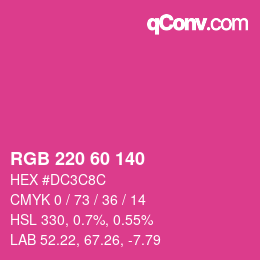 颜色代码: RGB 220 60 140 | qconv.com