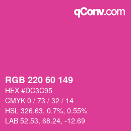 カラーコード: RGB 220 60 149 | qconv.com
