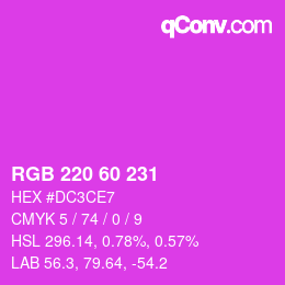 颜色代码: RGB 220 60 231 | qconv.com