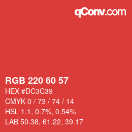 カラーコード: RGB 220 60 57 | qconv.com