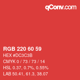 カラーコード: RGB 220 60 59 | qconv.com