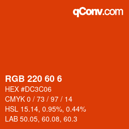 カラーコード: RGB 220 60 6 | qconv.com