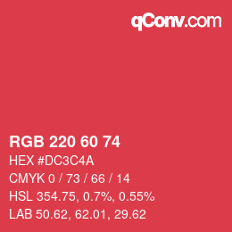 カラーコード: RGB 220 60 74 | qconv.com
