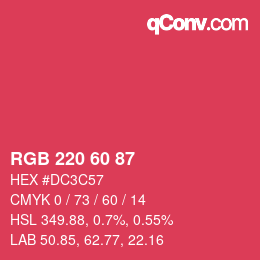 颜色代码: RGB 220 60 87 | qconv.com