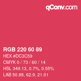 颜色代码: RGB 220 60 89 | qconv.com