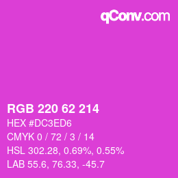 Color code: RGB 220 62 214 | qconv.com