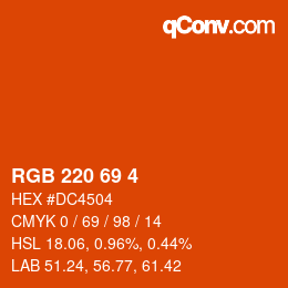 颜色代码: RGB 220 69 4 | qconv.com