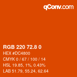 カラーコード: RGB 220 72.8 0 | qconv.com