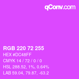 Color code: RGB 220 72 255 | qconv.com