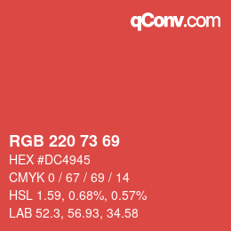 Color code: RGB 220 73 69 | qconv.com