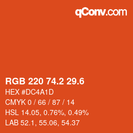 カラーコード: RGB 220 74.2 29.6 | qconv.com