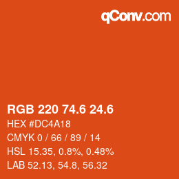 カラーコード: RGB 220 74.6 24.6 | qconv.com