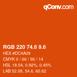 カラーコード: RGB 220 74.6 9.6 | qconv.com