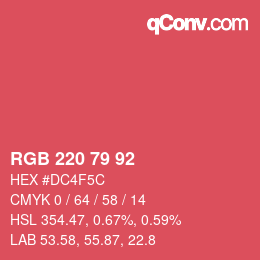カラーコード: RGB 220 79 92 | qconv.com