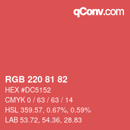 カラーコード: RGB 220 81 82 | qconv.com