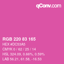 カラーコード: RGB 220 83 165 | qconv.com