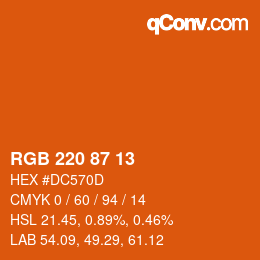 Color code: RGB 220 87 13 | qconv.com