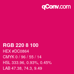 カラーコード: RGB 220 8 100 | qconv.com