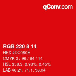 Color code: RGB 220 8 14 | qconv.com