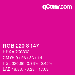 Color code: RGB 220 8 147 | qconv.com