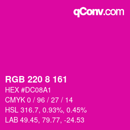 Color code: RGB 220 8 161 | qconv.com