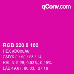 Color code: RGB 220 8 166 | qconv.com